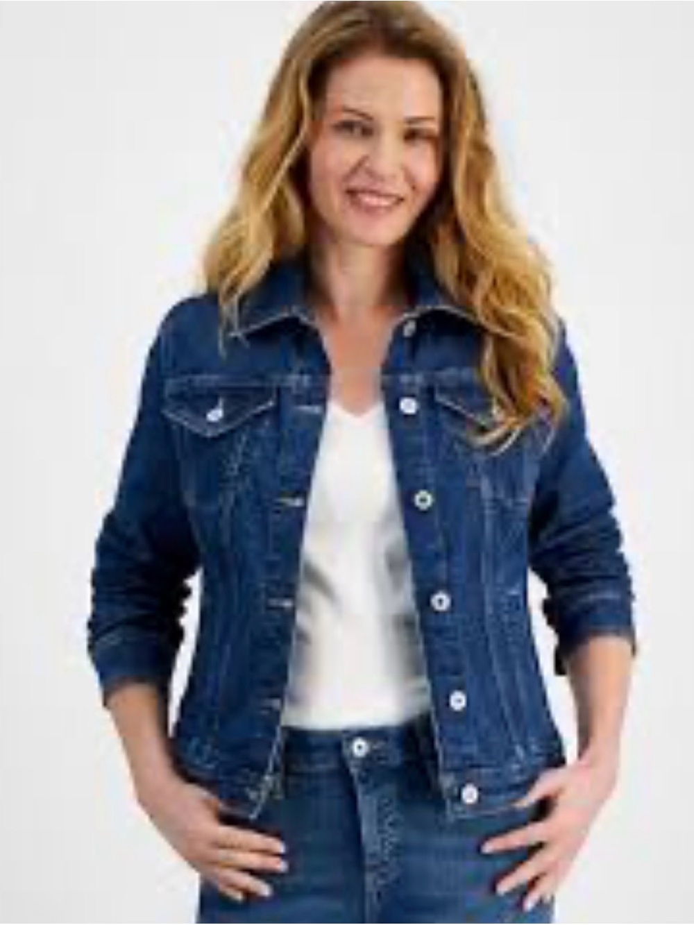 Style & Co. Dark Blue Denim Jacket with Button Front